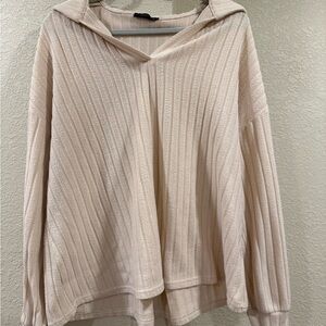 Cream Ribbed Knit Sweater